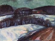 Edvard Munch The red house in the snow oil painting